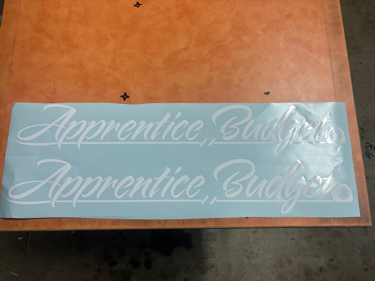 Apprentice budget sticker (gloss white)